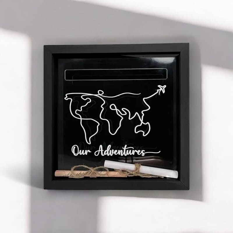 tirelire cadre en bois voyage