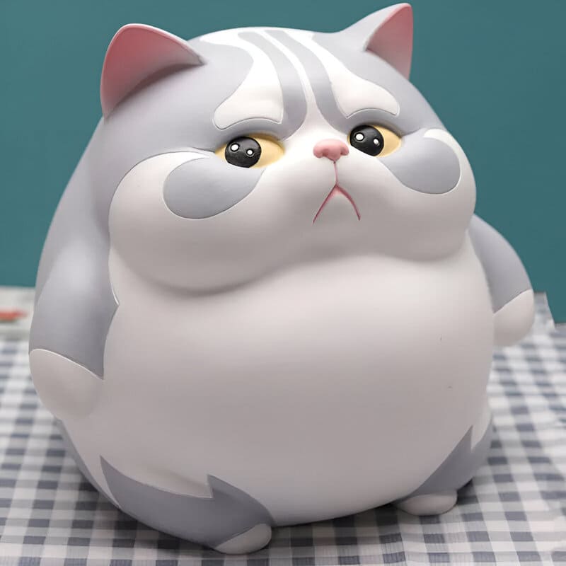grande tirelire chat gris