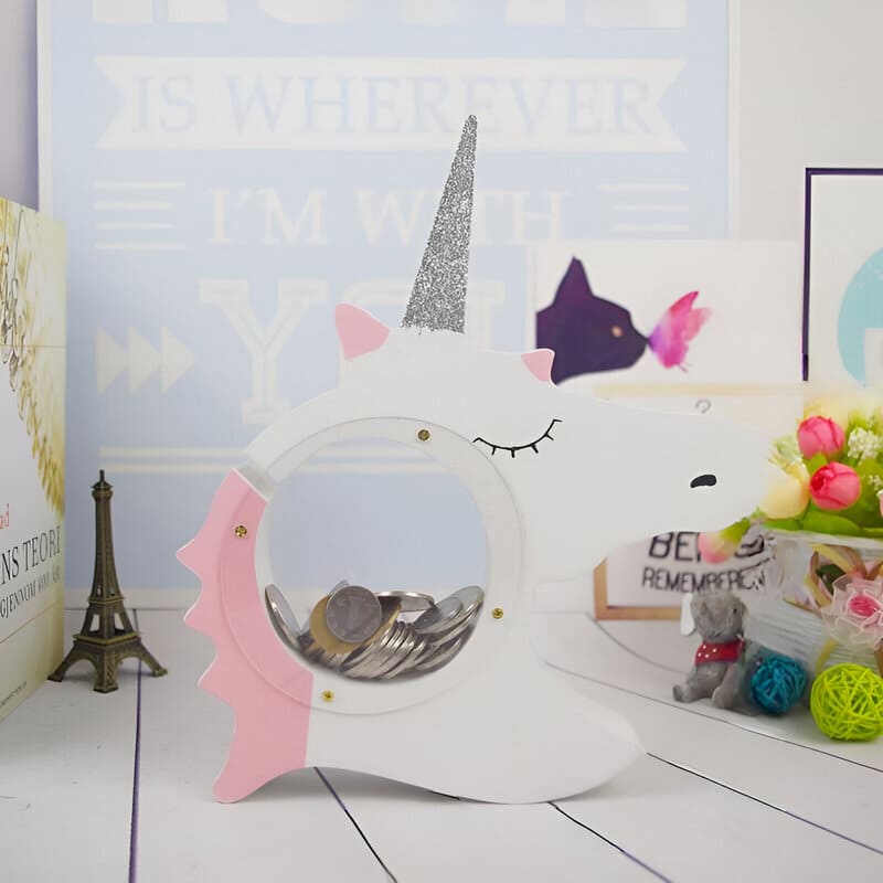 grosse tirelire licorne blanche