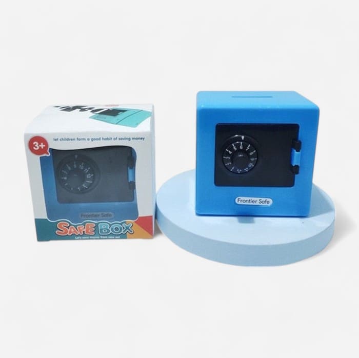mini coffre fort tirelire bleu