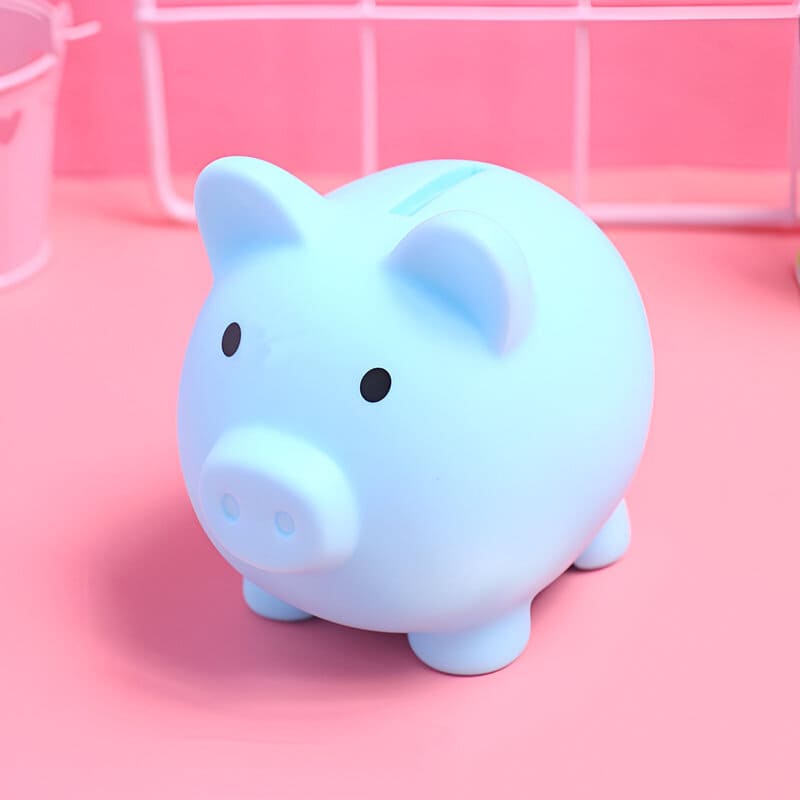 petite tirelire cochon bleu