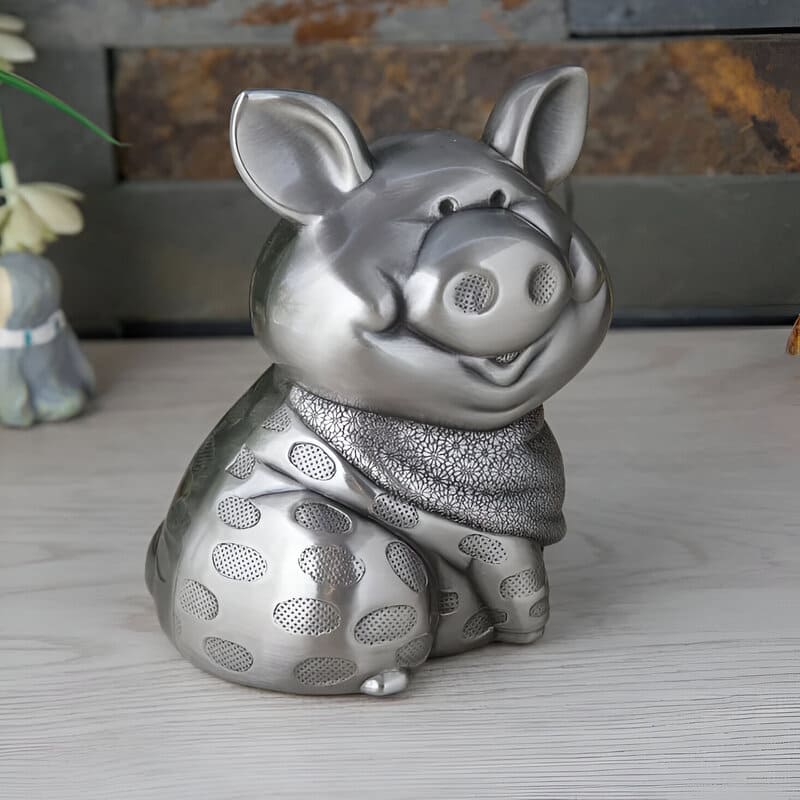 tirelire argentée cochon