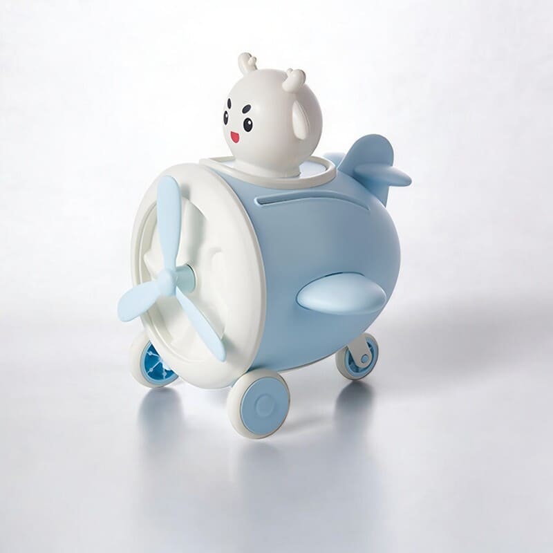 tirelire avion pour enfant bleu