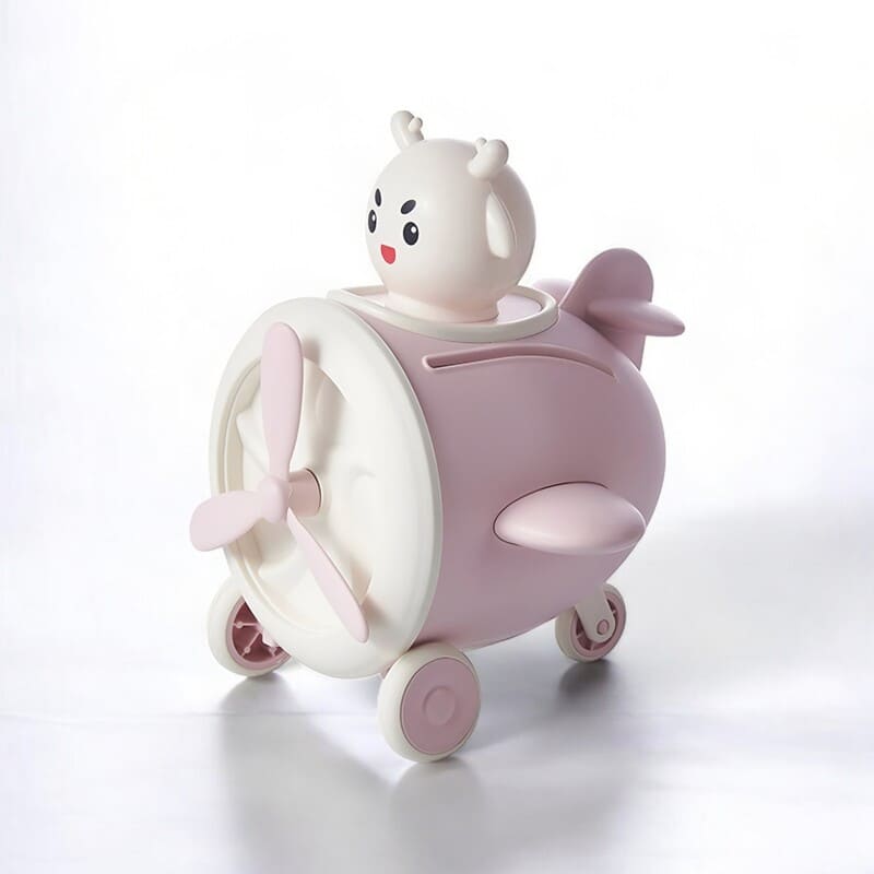 tirelire avion pour enfant rose