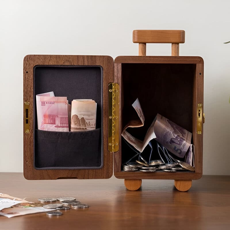 tirelire valise en bois personnalisé