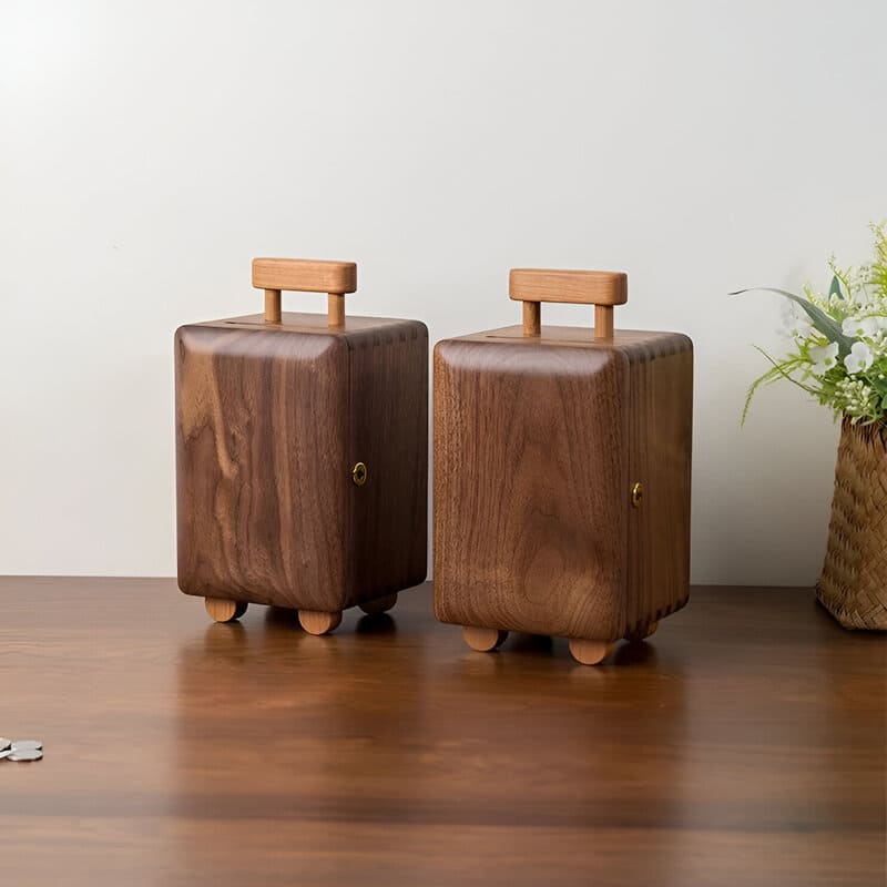 tirelire valise en bois