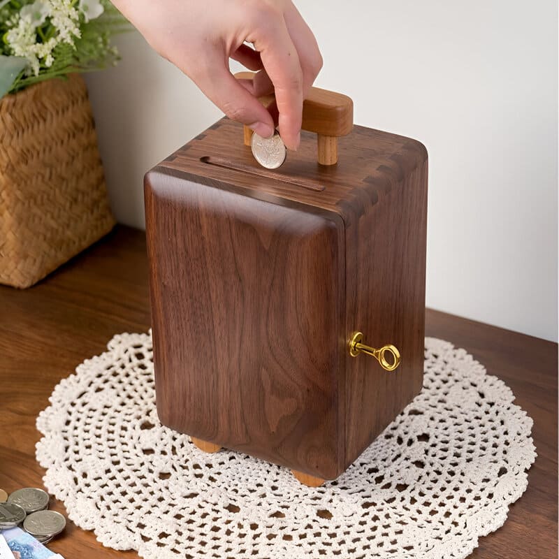 tirelire valise en bois