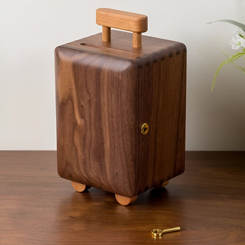 tirelire valise en bois
