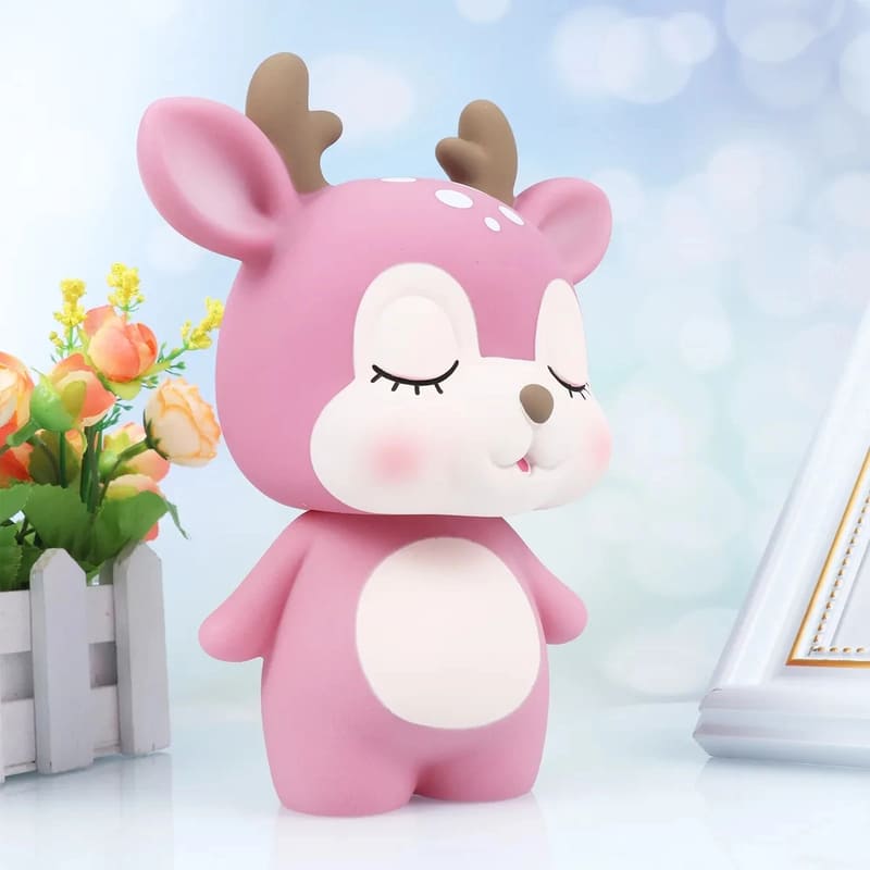 cerf en tirelire rose