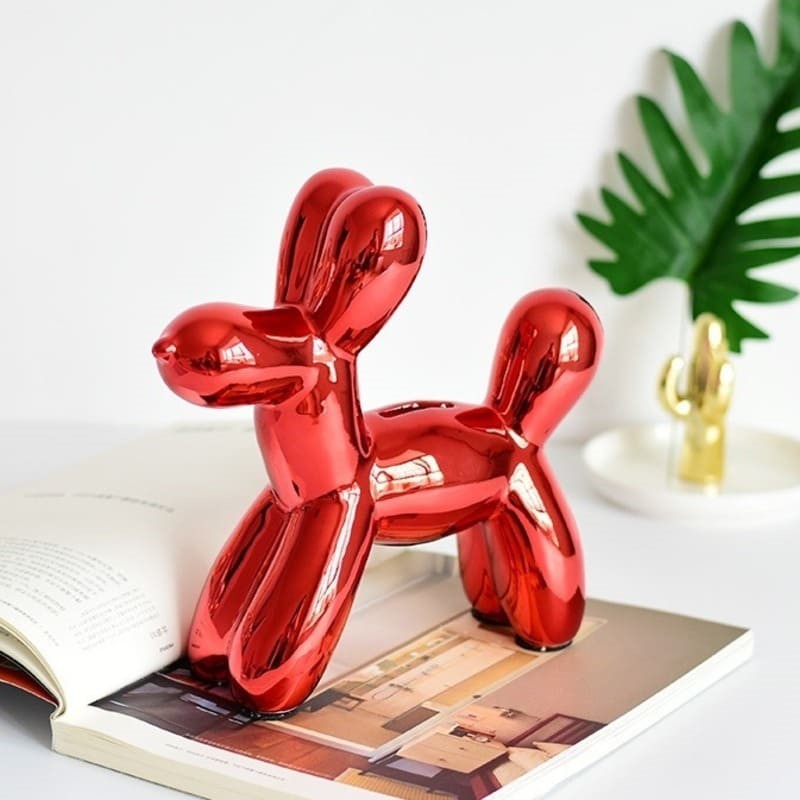 tirelire chien ballon rouge
