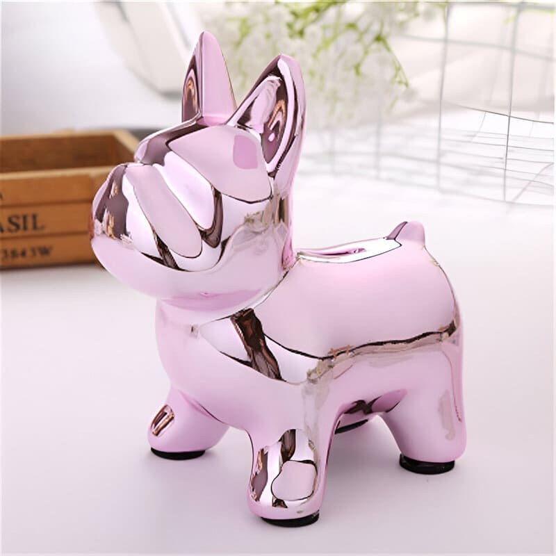 tirelire chien bouledogue français rose