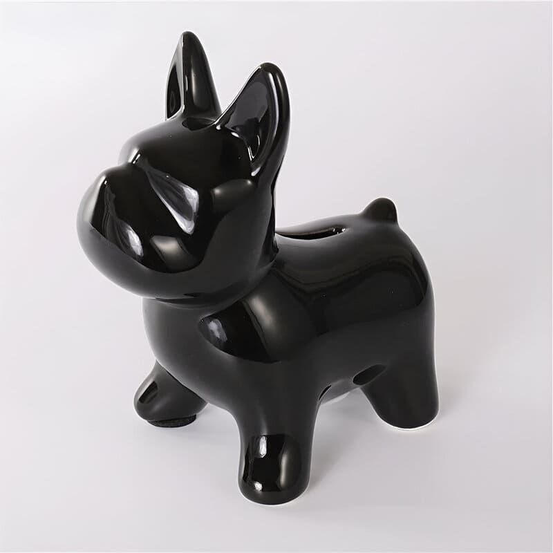 tirelire chien bouledogue français noir