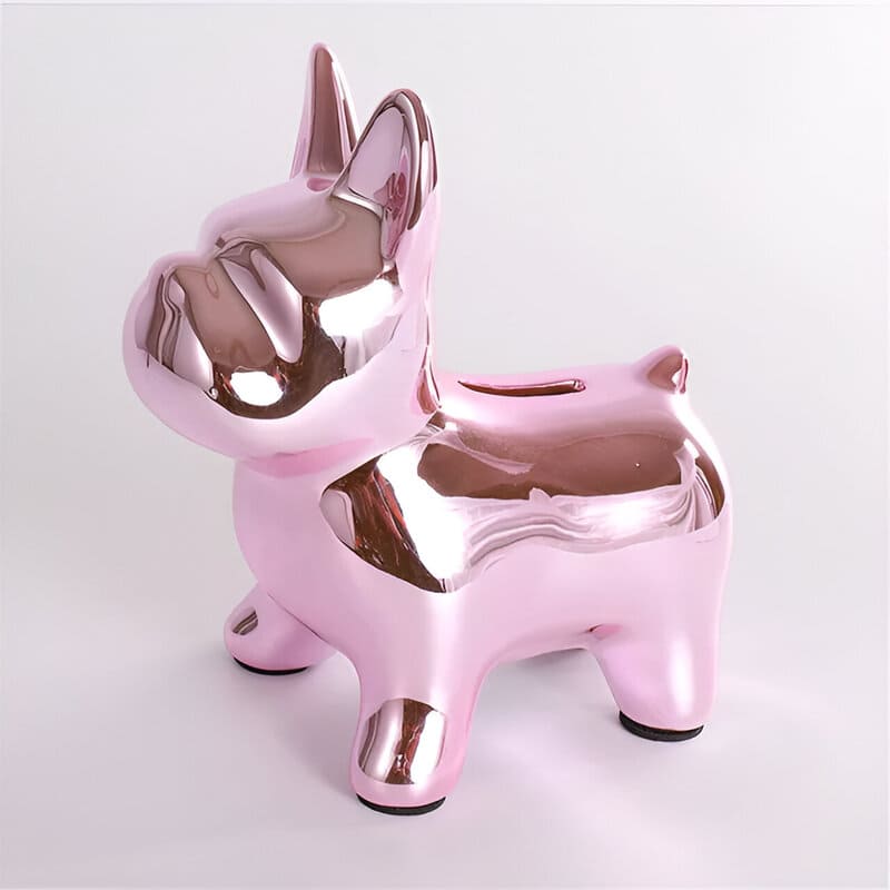 tirelire chien bouledogue français rose