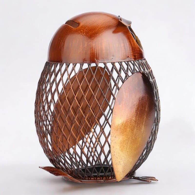 tirelire métal cylindrique chouette