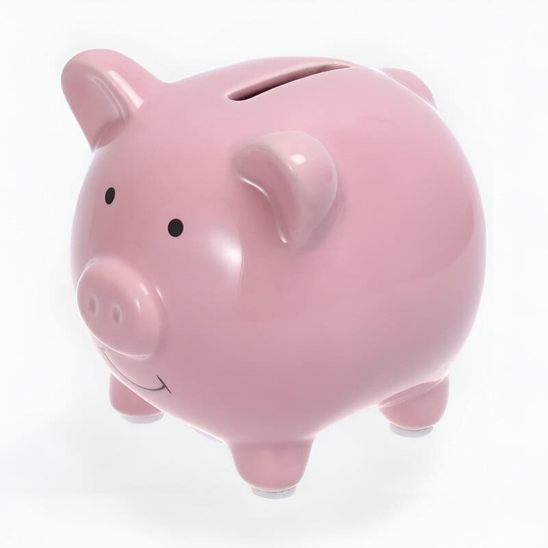 cochon rose tirelire heureux