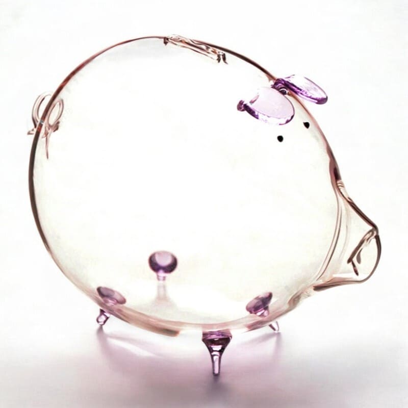tirelire cochon en verre rose