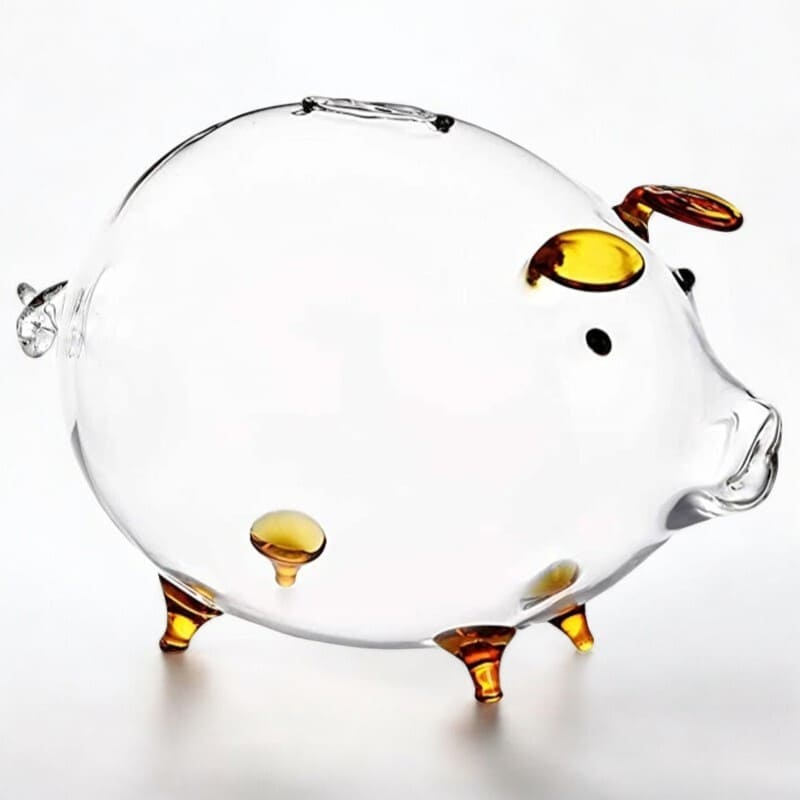 tirelire cochon en verre orange