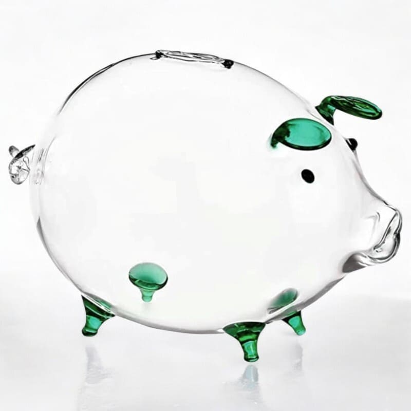 tirelire cochon en verre vert