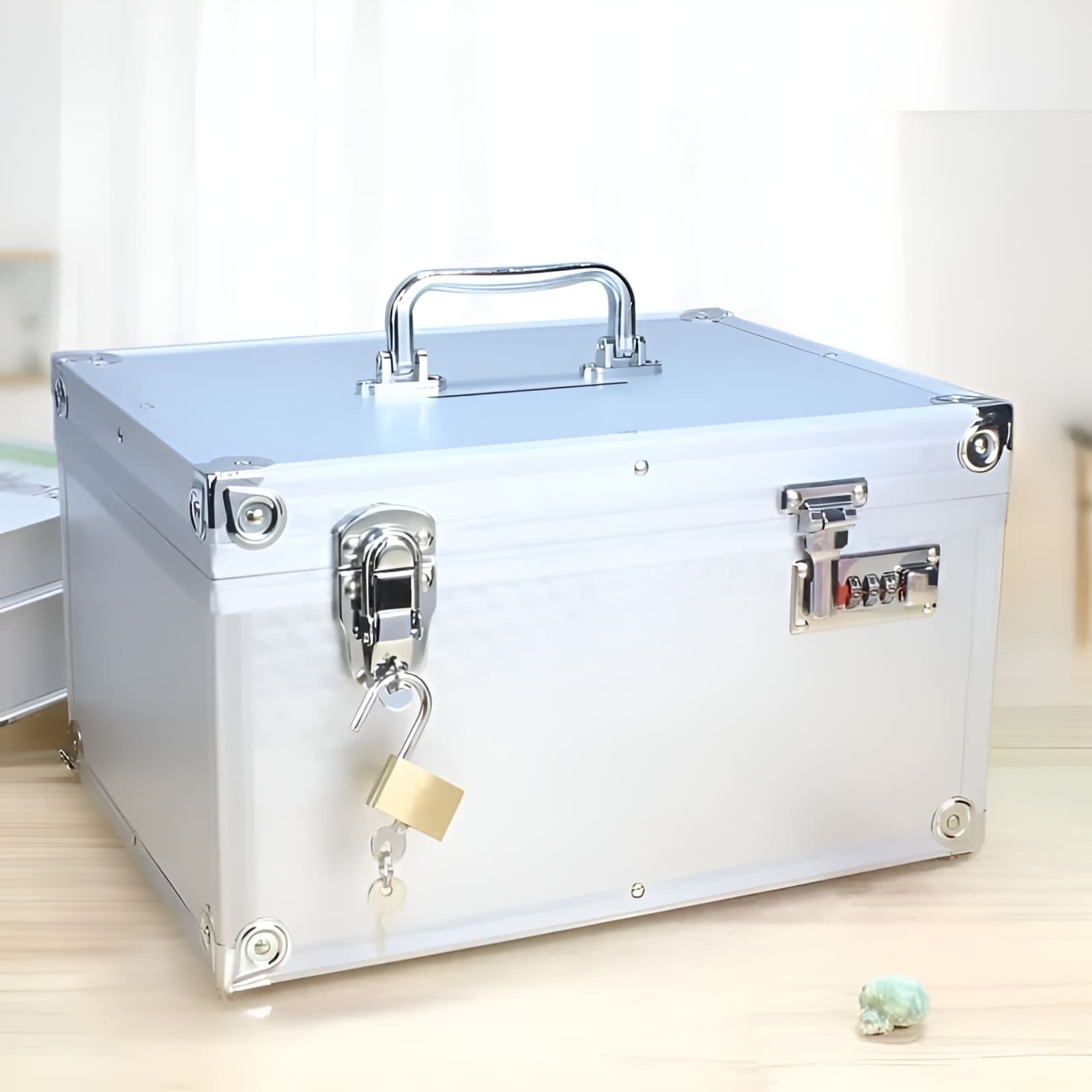 grand coffre fort tirelire gris