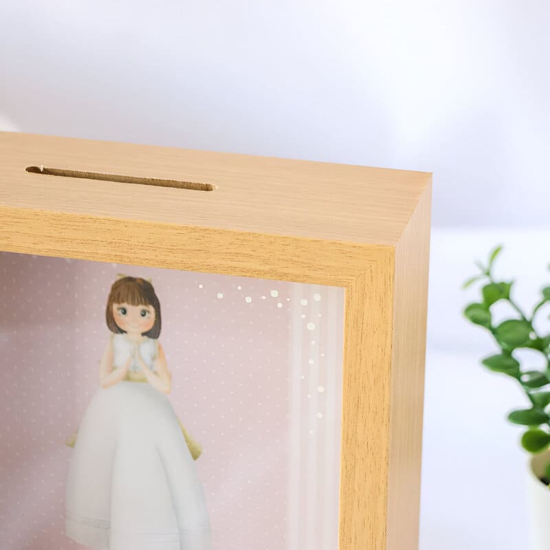 tirelire communion fille en bois