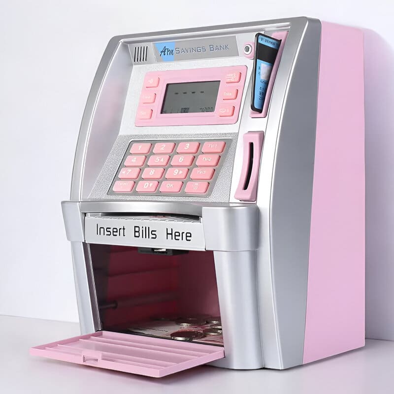 tirelire distributeur billets rose