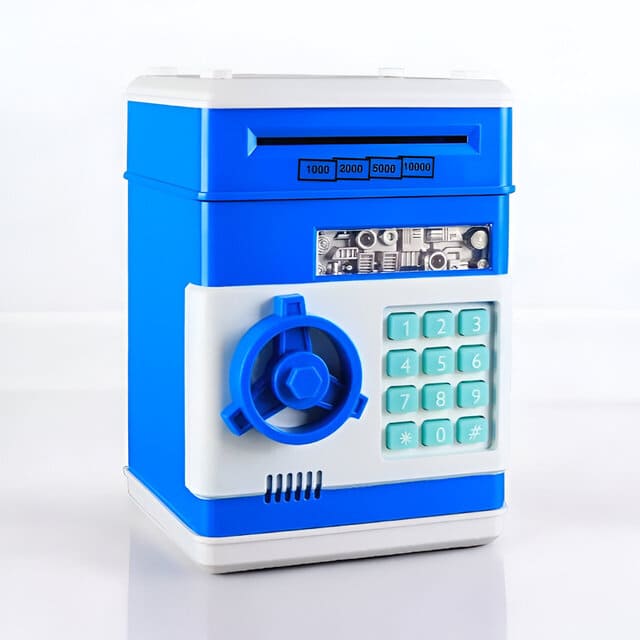 tirelire electronique billet et piece bleu