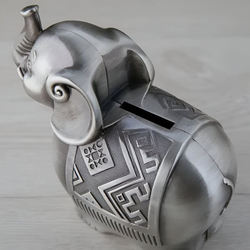 tirelire éléphant argent métal
