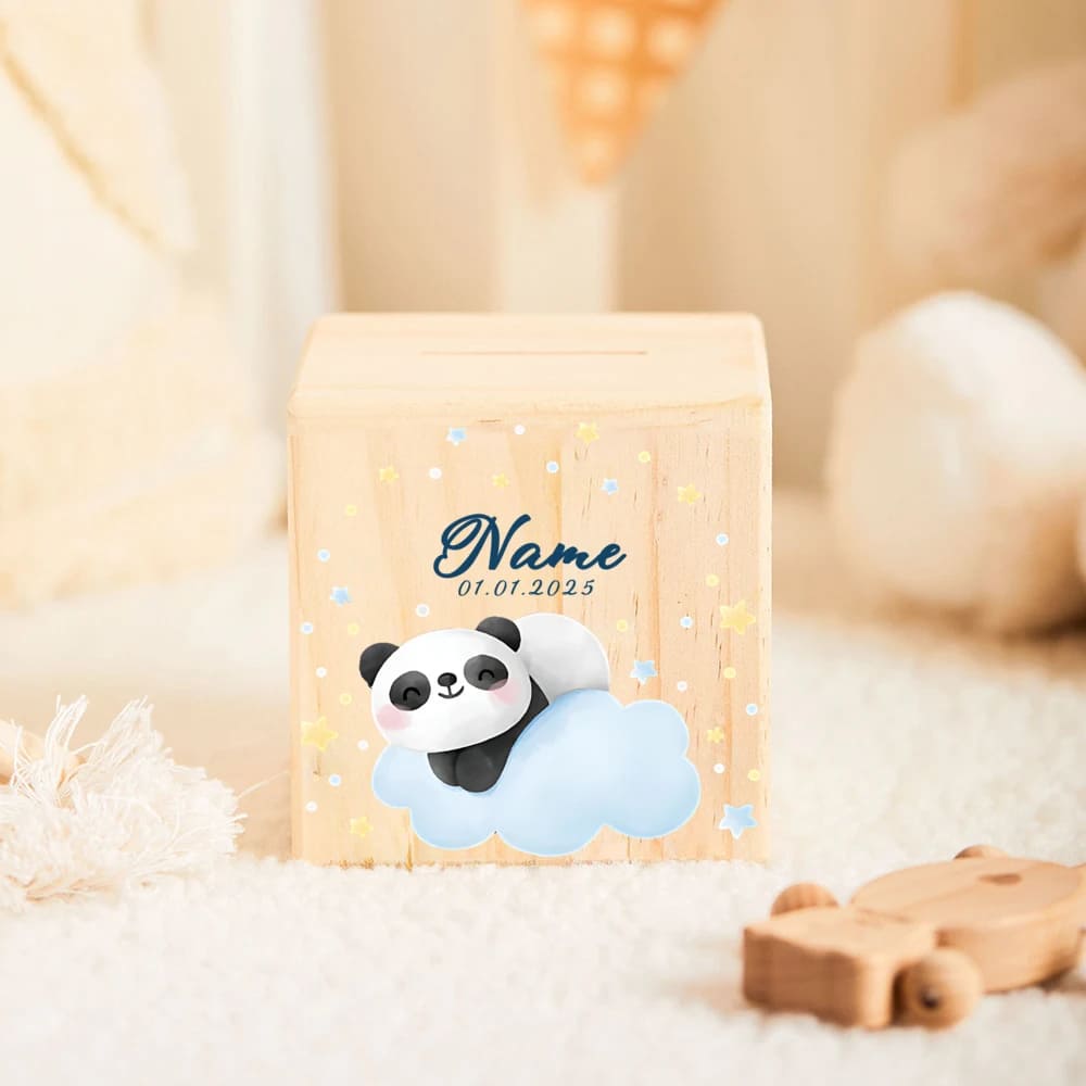 tirelire en bois personnalisée pour enfant panda
