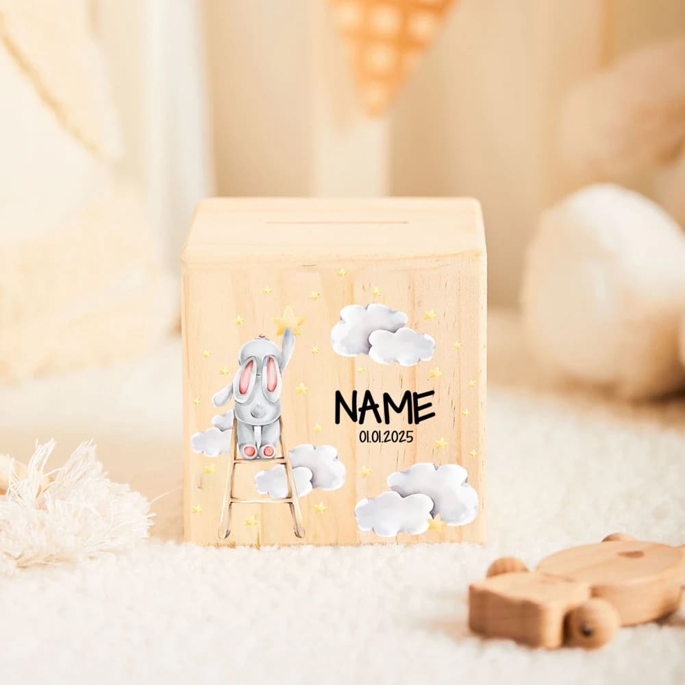 tirelire en bois personnalisée pour enfant nuage