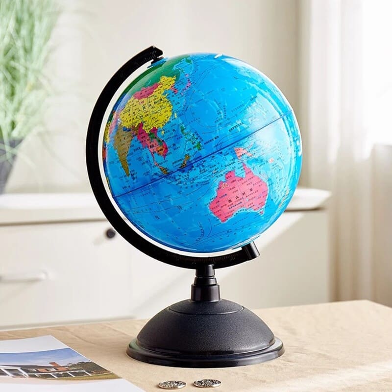 tirelire en forme de globe terrestre