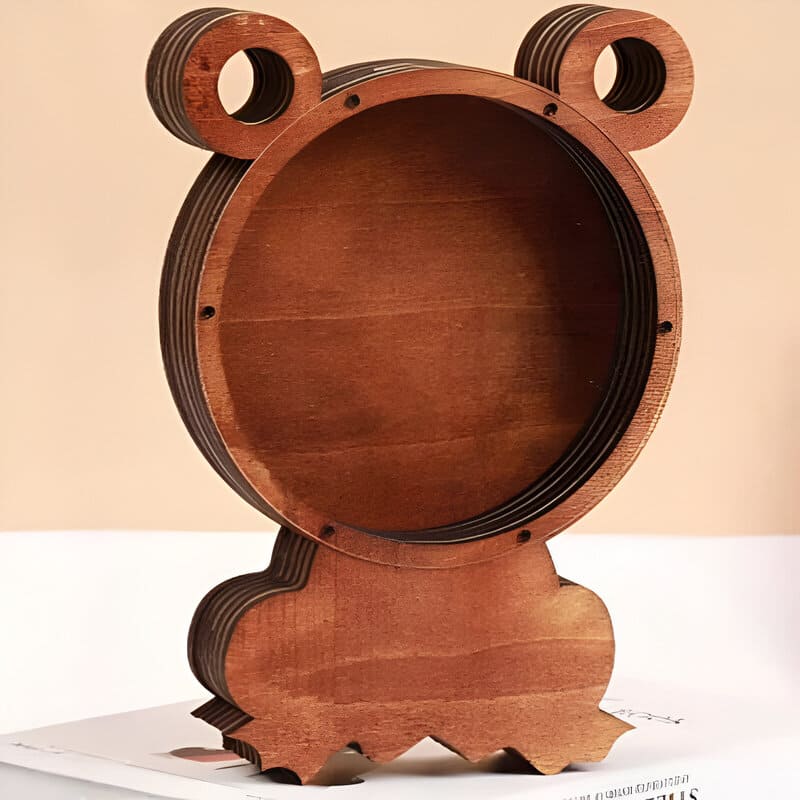 grenouille tirelire en bois
