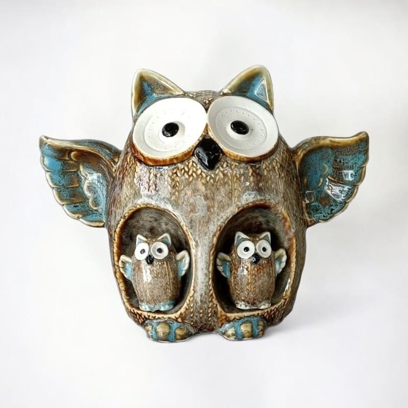 tirelire hibou céramique bleu