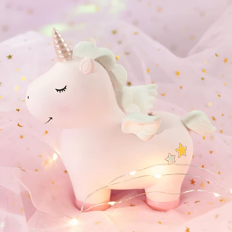 tirelire licorne fille rose et bleu