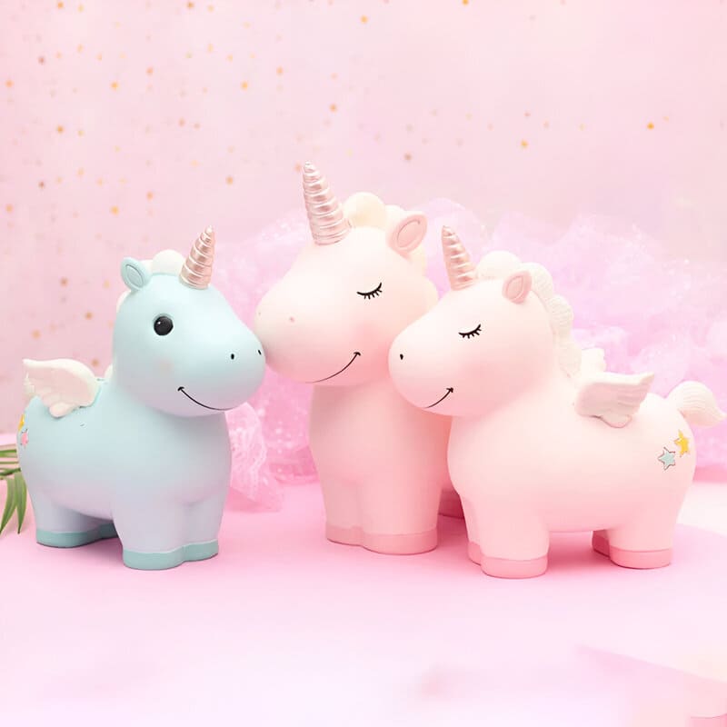 tirelire licorne enfant bleu