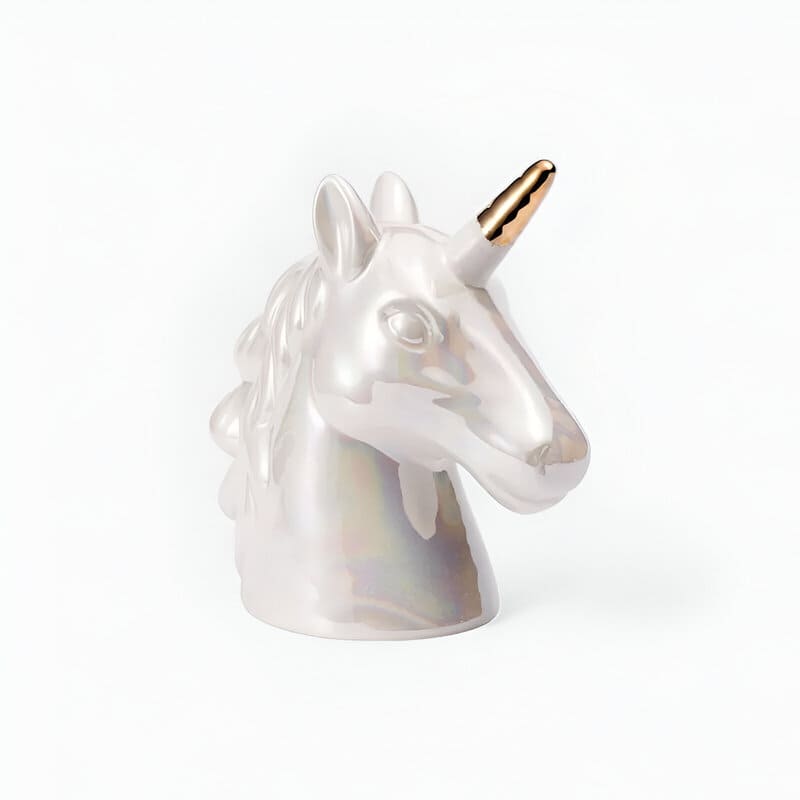 tirelire licorne blanc doré