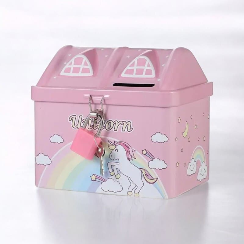 tirelire licorne incassable boite en métal rose