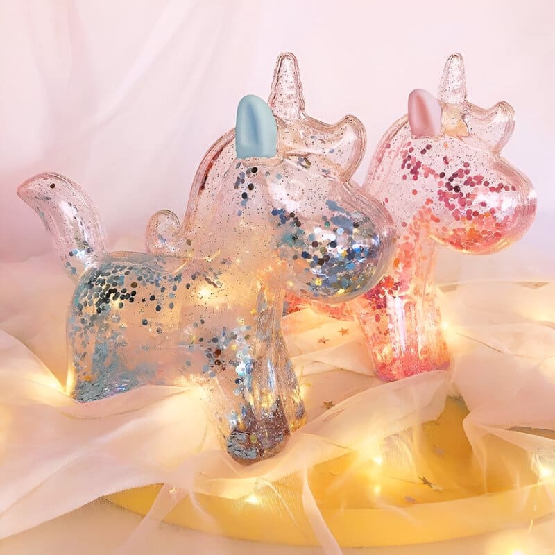 tirelire licorne plastique transparente