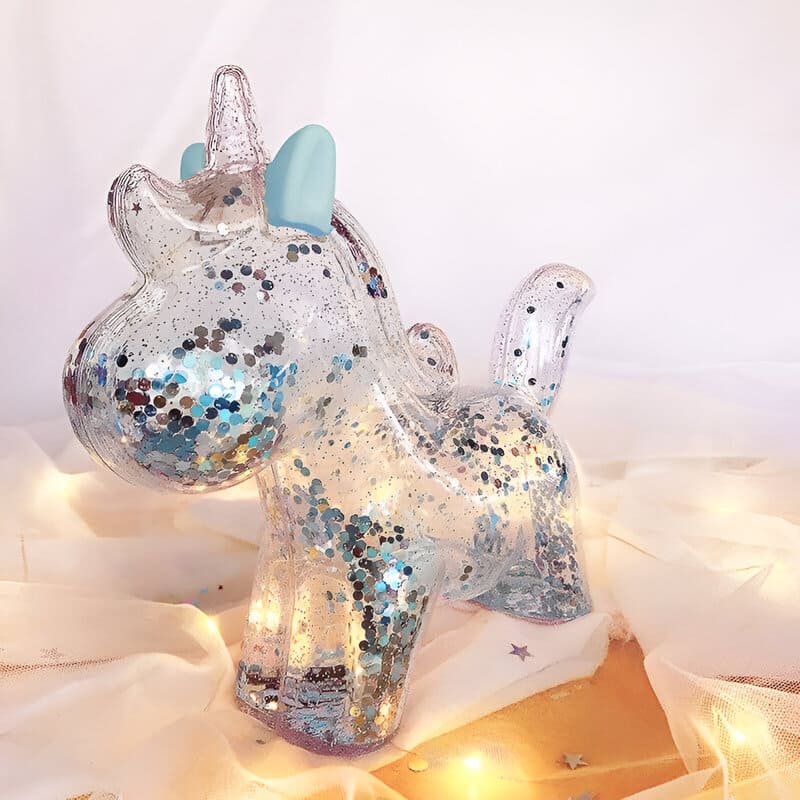 tirelire licorne plastique paillettes