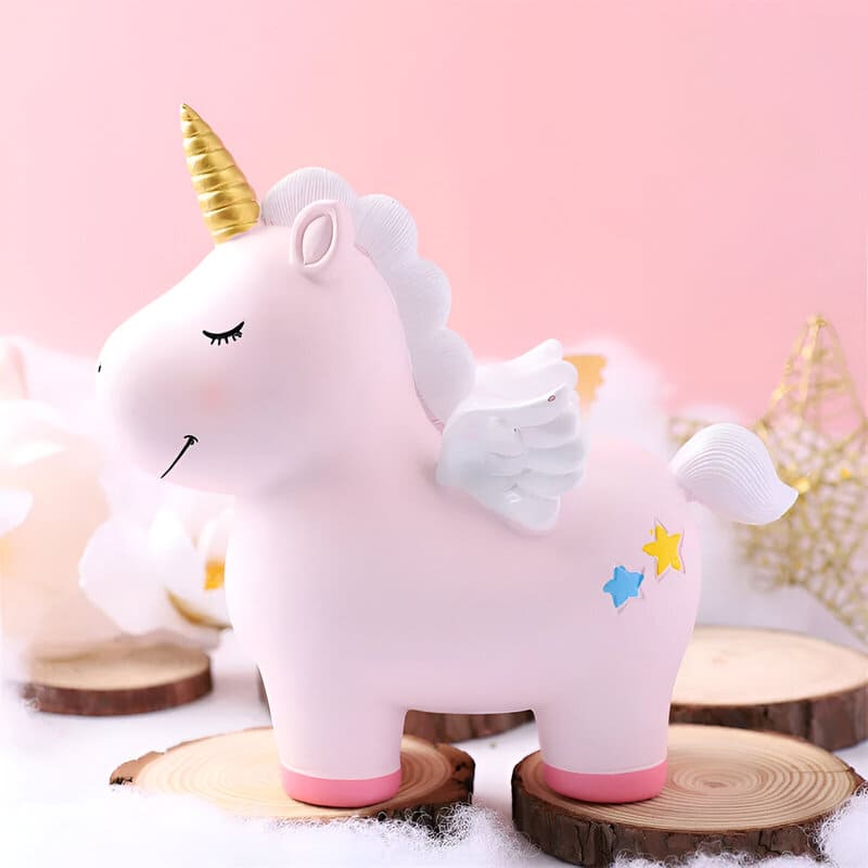 tirelire licorne rose et bleu