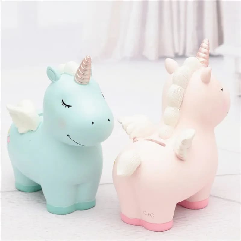 licorne tirelire bébé rose
