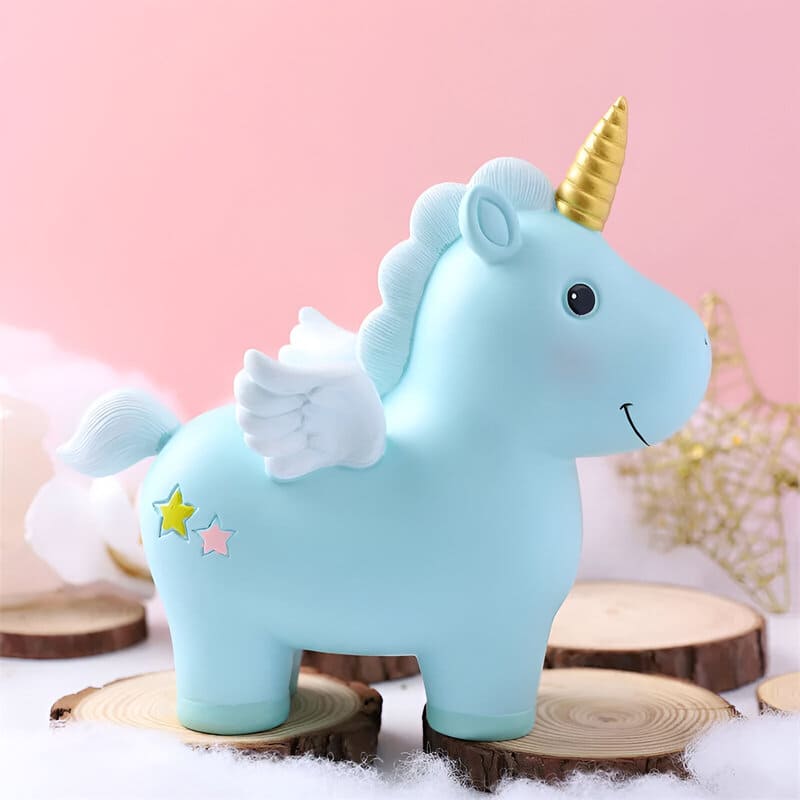 tirelire licorne bleu et rose