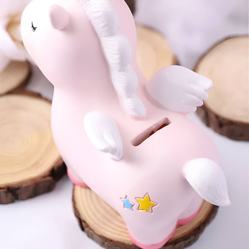 tirelire bébé licorne rose et bleu