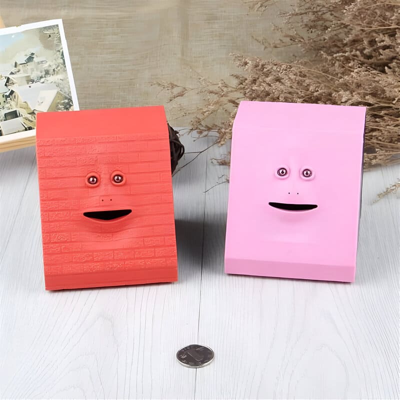 tirelire mange piece visage