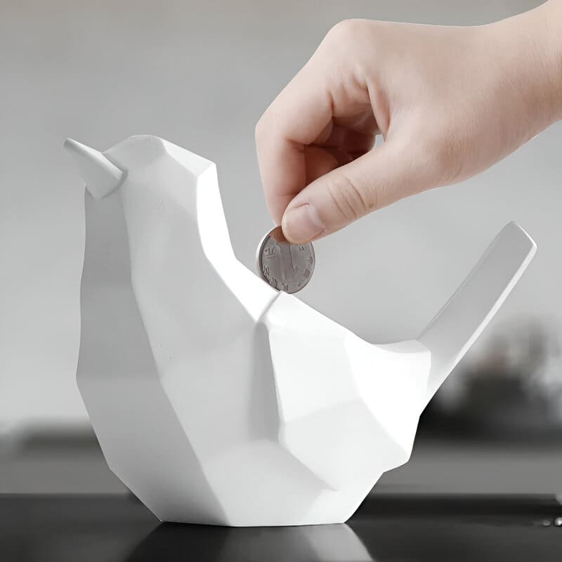 tirelire géométrique blanche