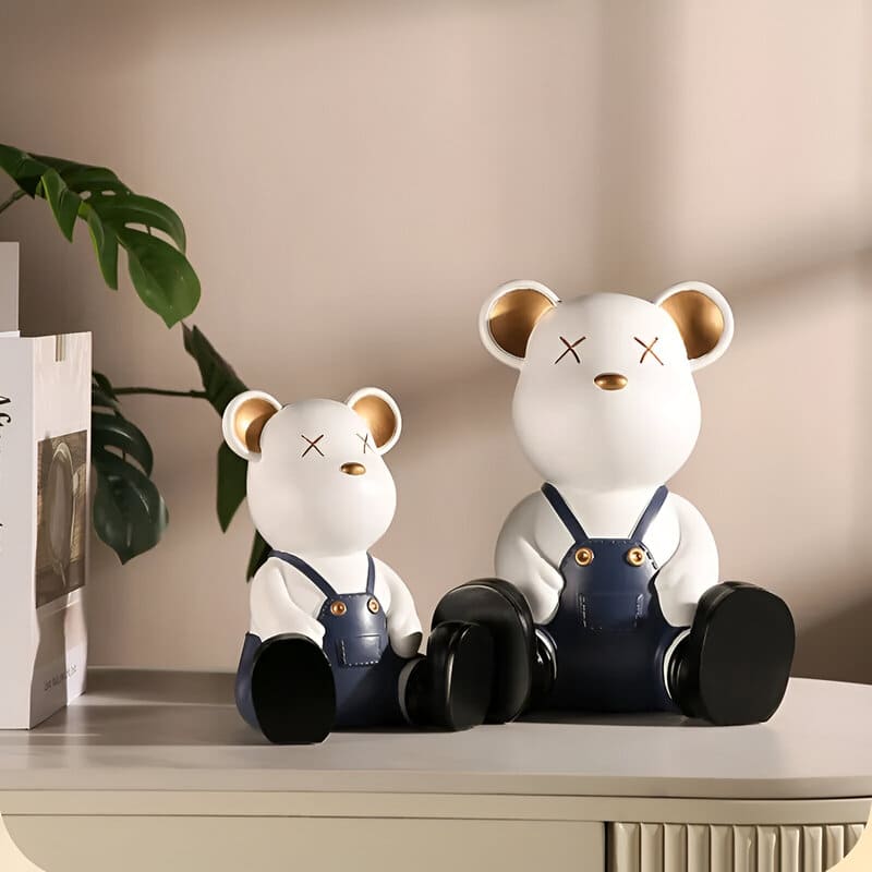 tirelire ours blanc et or