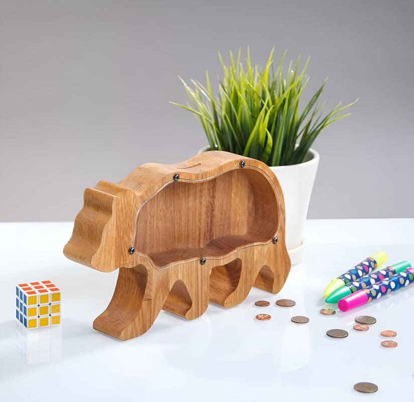 tirelire bois ours polaire
