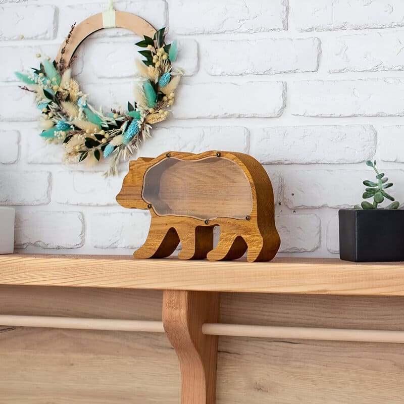 tirelire ours polaire en bois design