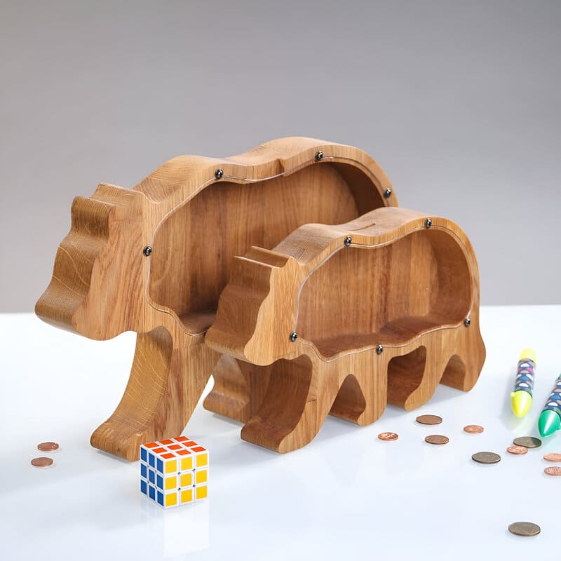 tirelire ours en bois design