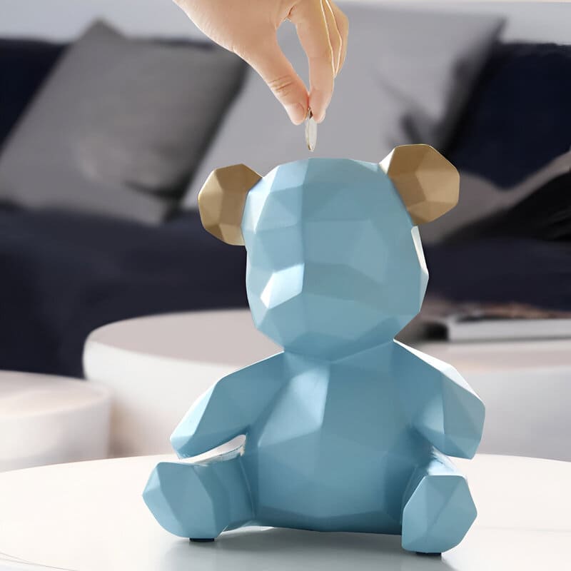 tirelire ourson bapteme bleu