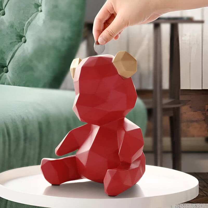 tirelire ourson bapteme rouge